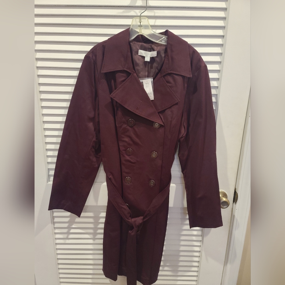 Brand New New York & Company Burgundy Trench Coat